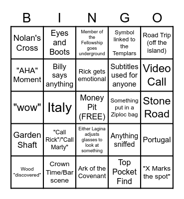 Curse of Oak Island Bingo Card