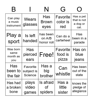 Find Someone Who Bingo Card