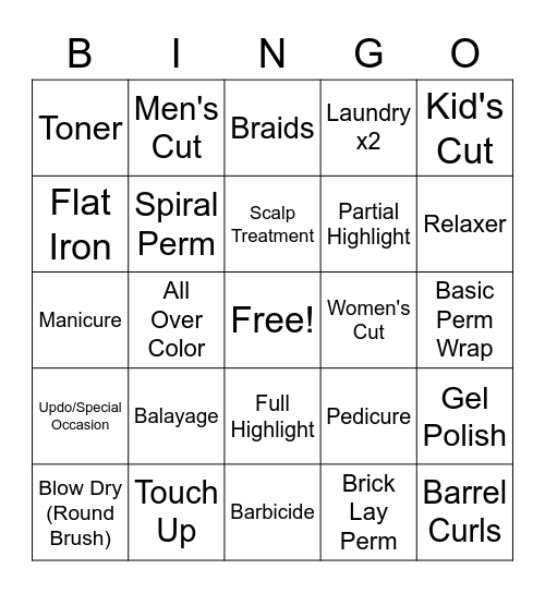 COSMETOLOGY Bingo Card