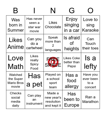 ICE BREAKER BINGO Card