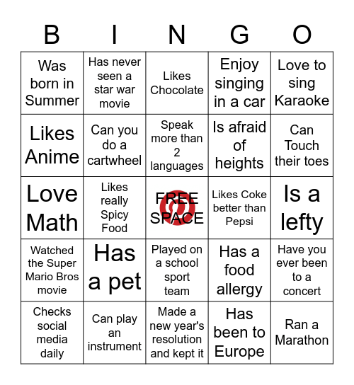 ICE BREAKER BINGO Card