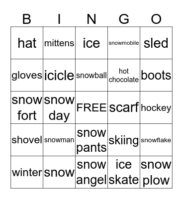Winter Words  Bingo Card