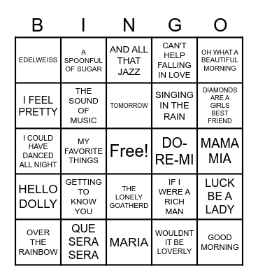 Musical Edition! Bingo Card