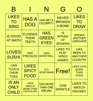 WEDNESDAY BINGO Card