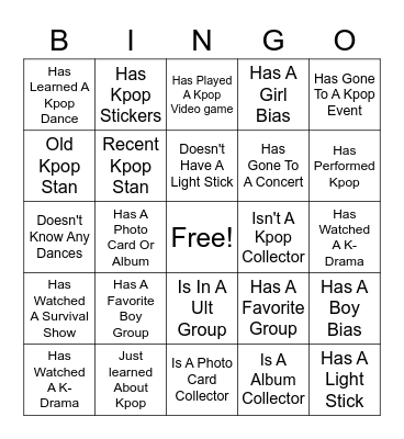 K-POP BINGO Card