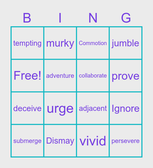 Unit 2 and 3 Vocabulary Bingo Card