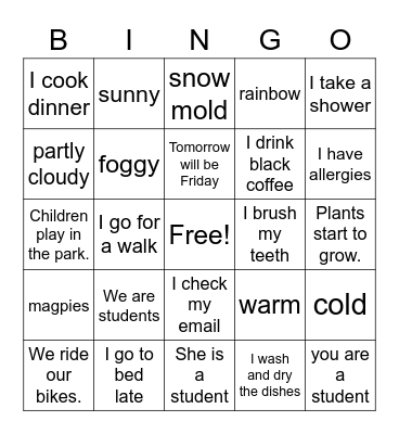 Spring Bingo Card