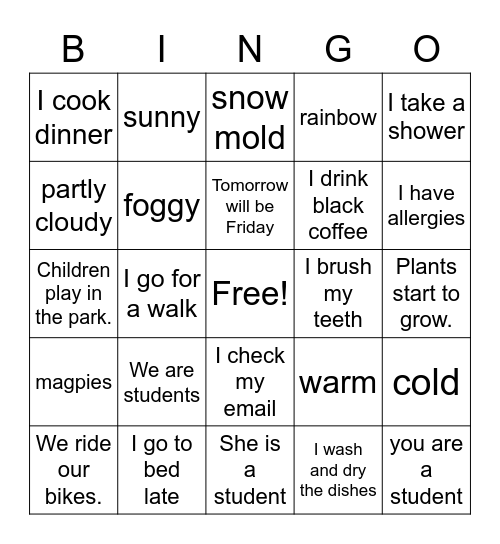 Spring Bingo Card