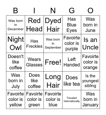 Ice Breaker Bingo Card