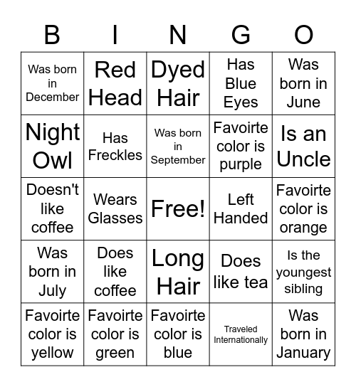 Ice Breaker Bingo Card