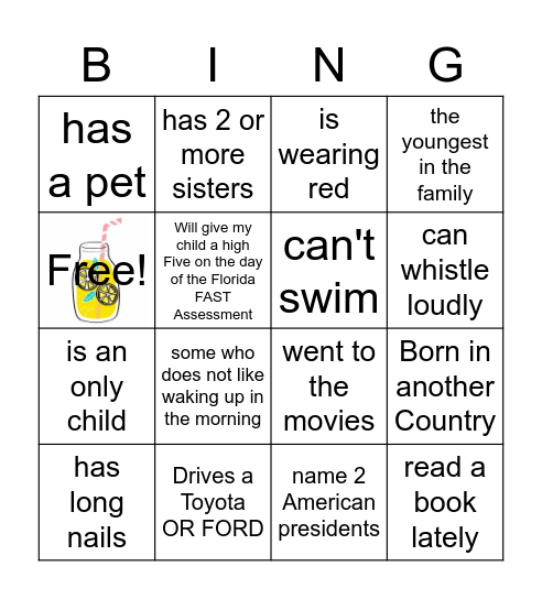 Sunshine & Lemonade Bingo Card
