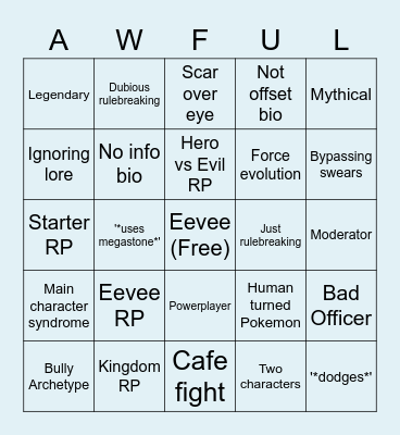 PMD:RP Bingo Card