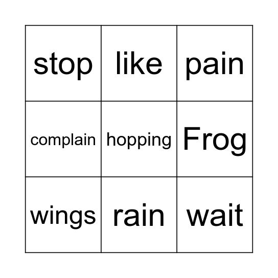 Rain is a Pain Bingo Card