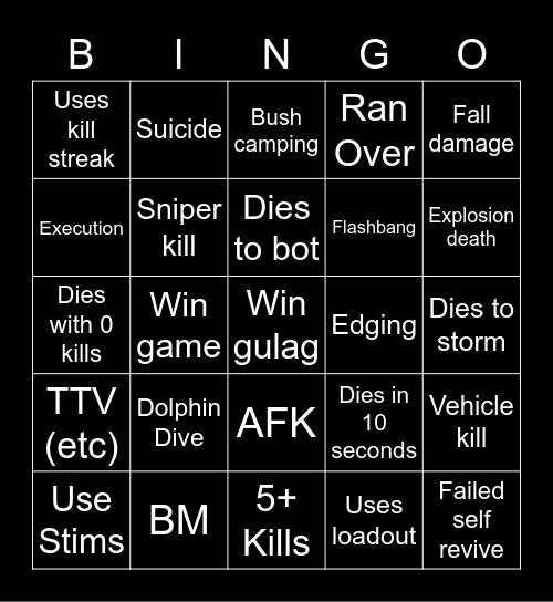 WARZONE 2 BINGO Card