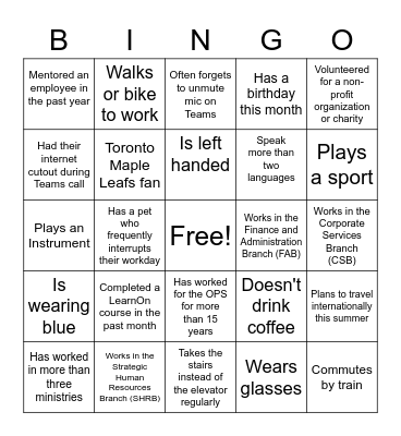 CMSD "Getting to Know You" Bingo Card