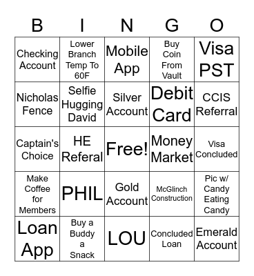 Friday Fun Day Bingo Card