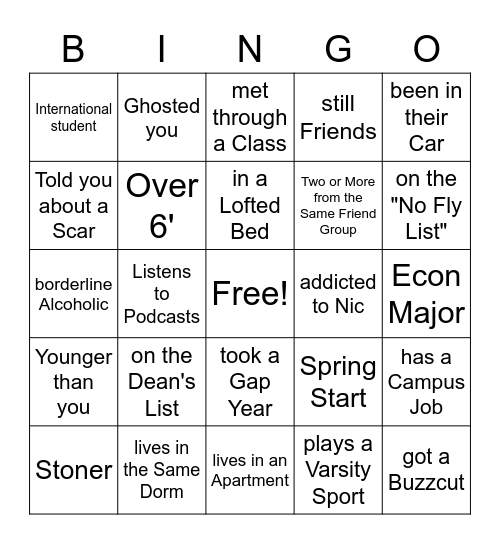 Hook-Up BINGO! Bingo Card