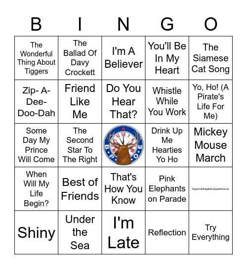 Disney Bingo Card