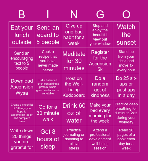 Spring HR Challenge Bingo! Level 1 Bingo Card