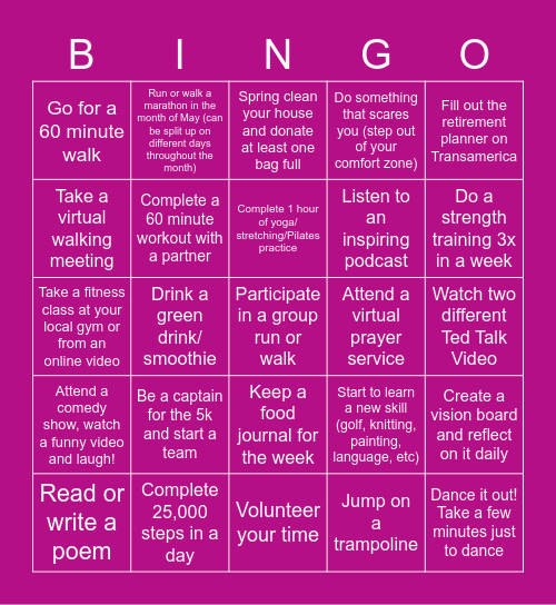 Spring HR Challenge Bingo! Level 2 Bingo Card