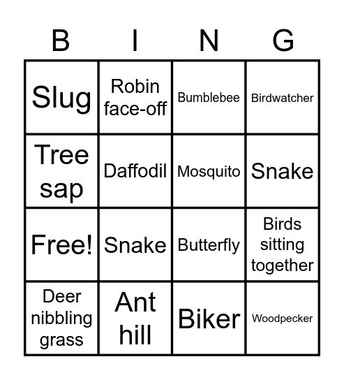 Signs of Spring Bingo Card