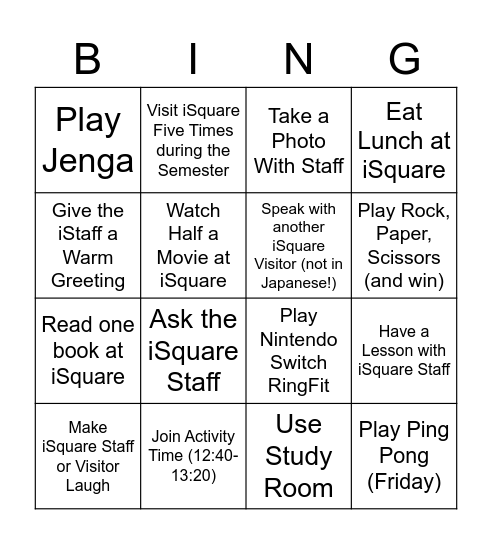 @iSquare Bingo (Berry Class) (Max 2 in a Day) Bingo Card