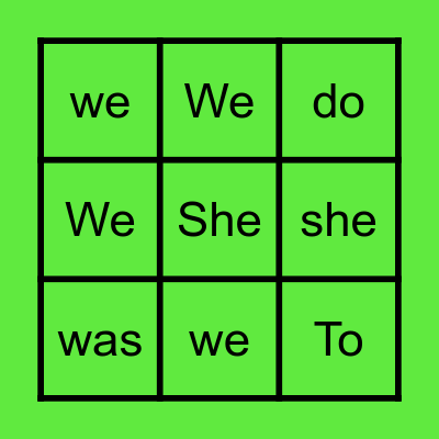 Heart Word Bingo Card