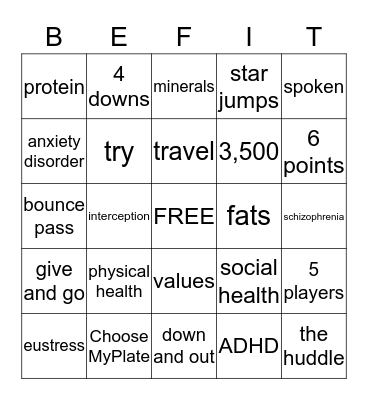 PE.HEALTH Bingo Card