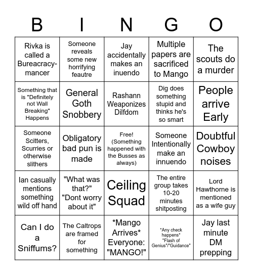 Siren Song Session Bingo Card