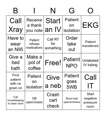 Nurses Week Bingo Card