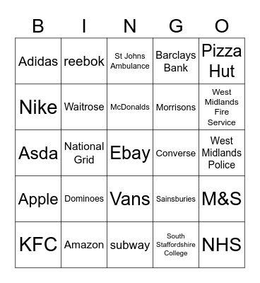 Company Bingo Card