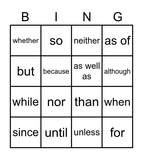 Cohesive Device Bingo Card