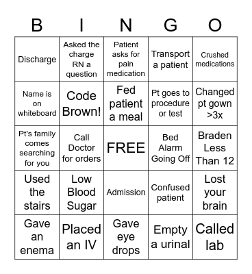 NURSING BINGO Card