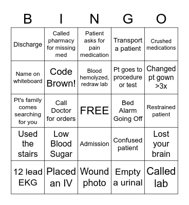 NURSING BINGO Card