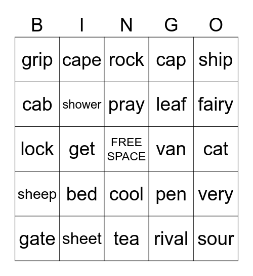 MINIMAL PAIRS (Mixed) Bingo Card