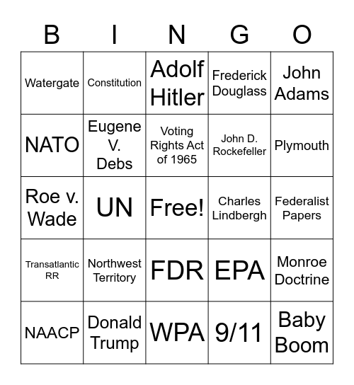 APUSH REVIEW Bingo Card