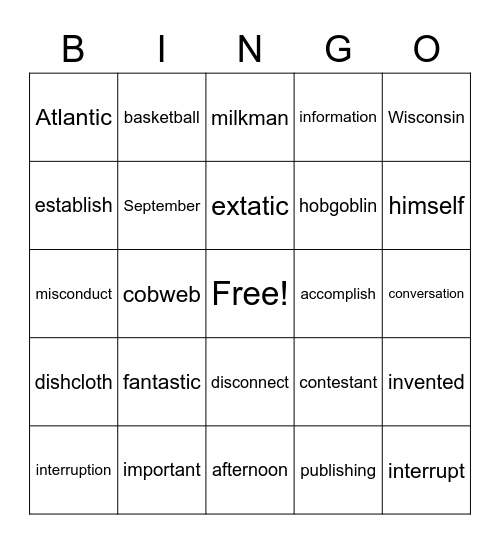 VCCVCCV Bingo Card