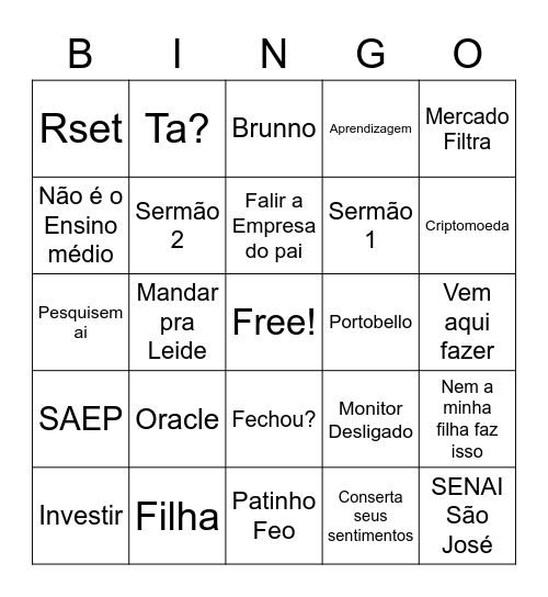 Bingo Maça Bingo Card