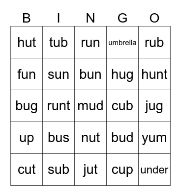 Uu Bingo Card