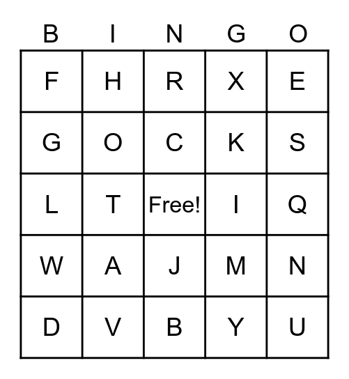 Letter Sounds Bingo Card