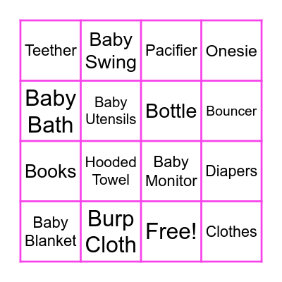 BABY SHOWER BINGO Card