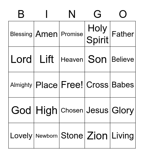 May 7 Worship Bingo  - (Listen for Words during Worship and mark them) - No Prizes - just fun Bingo Card