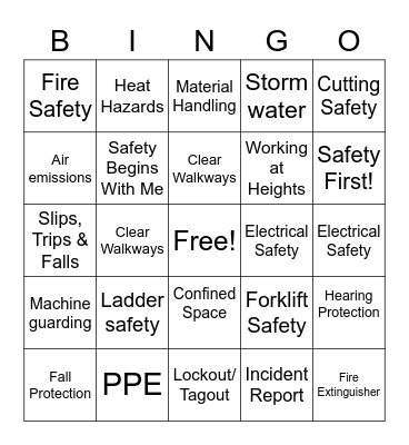 SAFETY BINGO Card