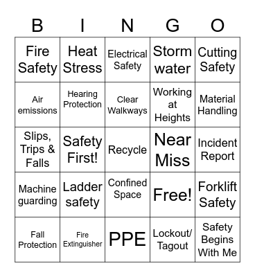 SAFETY BINGO Card