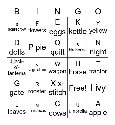 Quilt Alphabet by Lesa Cline Ransome Bingo Card