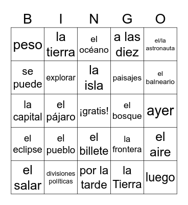 El medioambiente Bingo Card