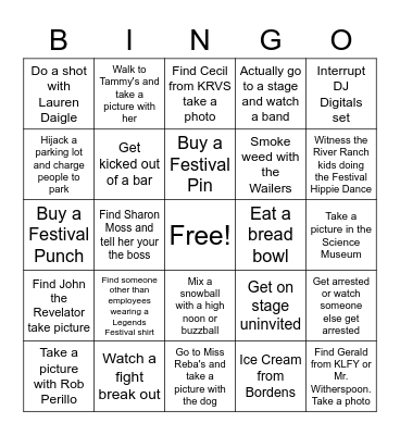 Festival Bingo 2023 Bingo Card
