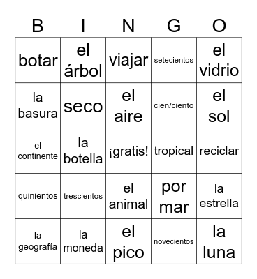 El medioambiente Bingo Card