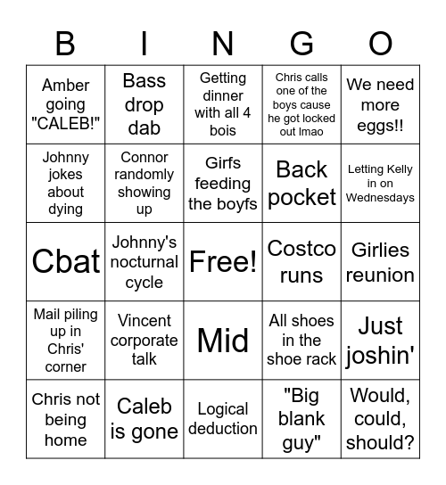 Crackhouse bingo Card