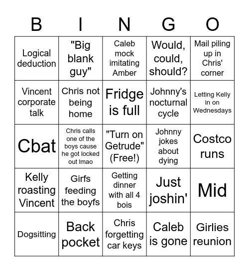 Crackhouse bingo Card